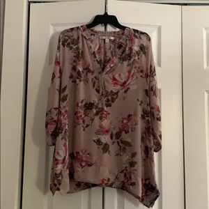Asymmetrical sheer floral blouse with tank
